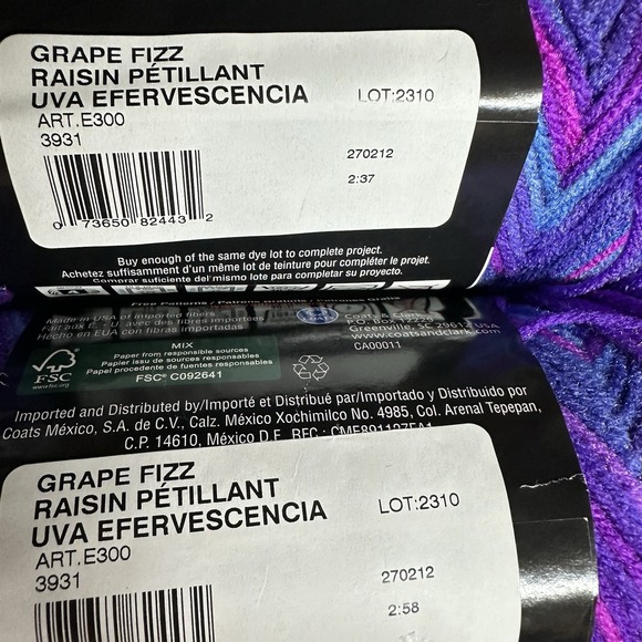 Red Heart Super Saver Yarn GRAPE FIZZ 3931 Acrylic 5 oz Skeins LOT OF 6 - Picture 5 of 7